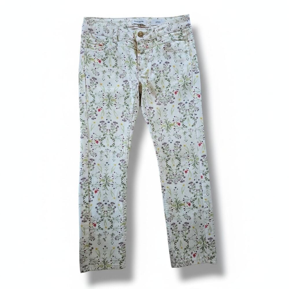 CLOSED Starlet Floral Skinny Jeans Size 27 Cream Botanical Print Stretch Denim